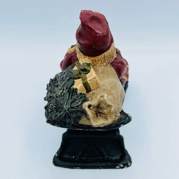 Vintage Folk Art Old World Santa on Sleigh Checker Blanket Signed Diana Wade '88 - Picture 3 of 8